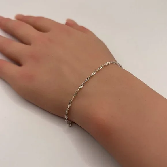 925 Silver Rope Chain Bracelet - Picture 8 of 8